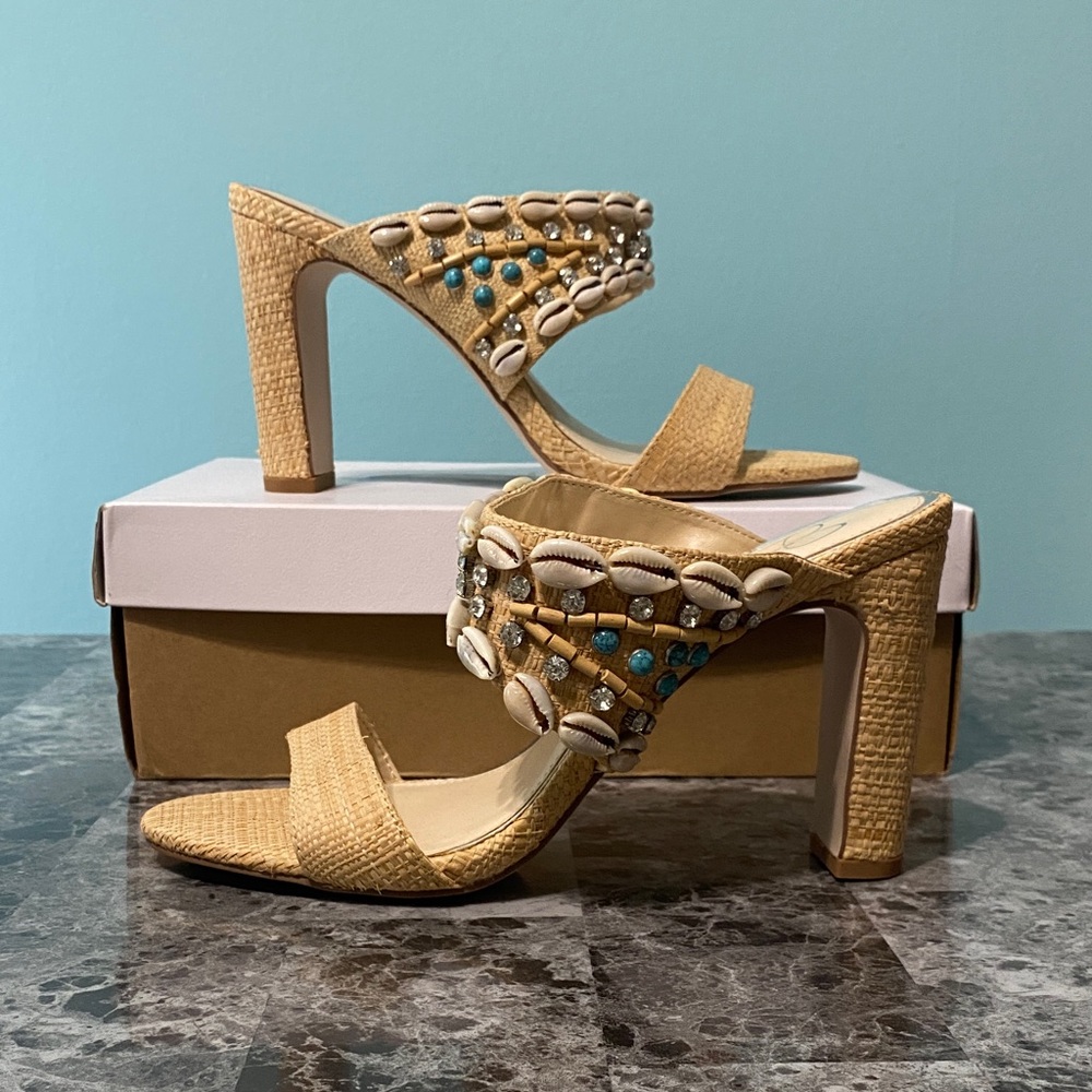 Jessica Simpson Natural Ambelle Heeled Sandals - Size 8.5